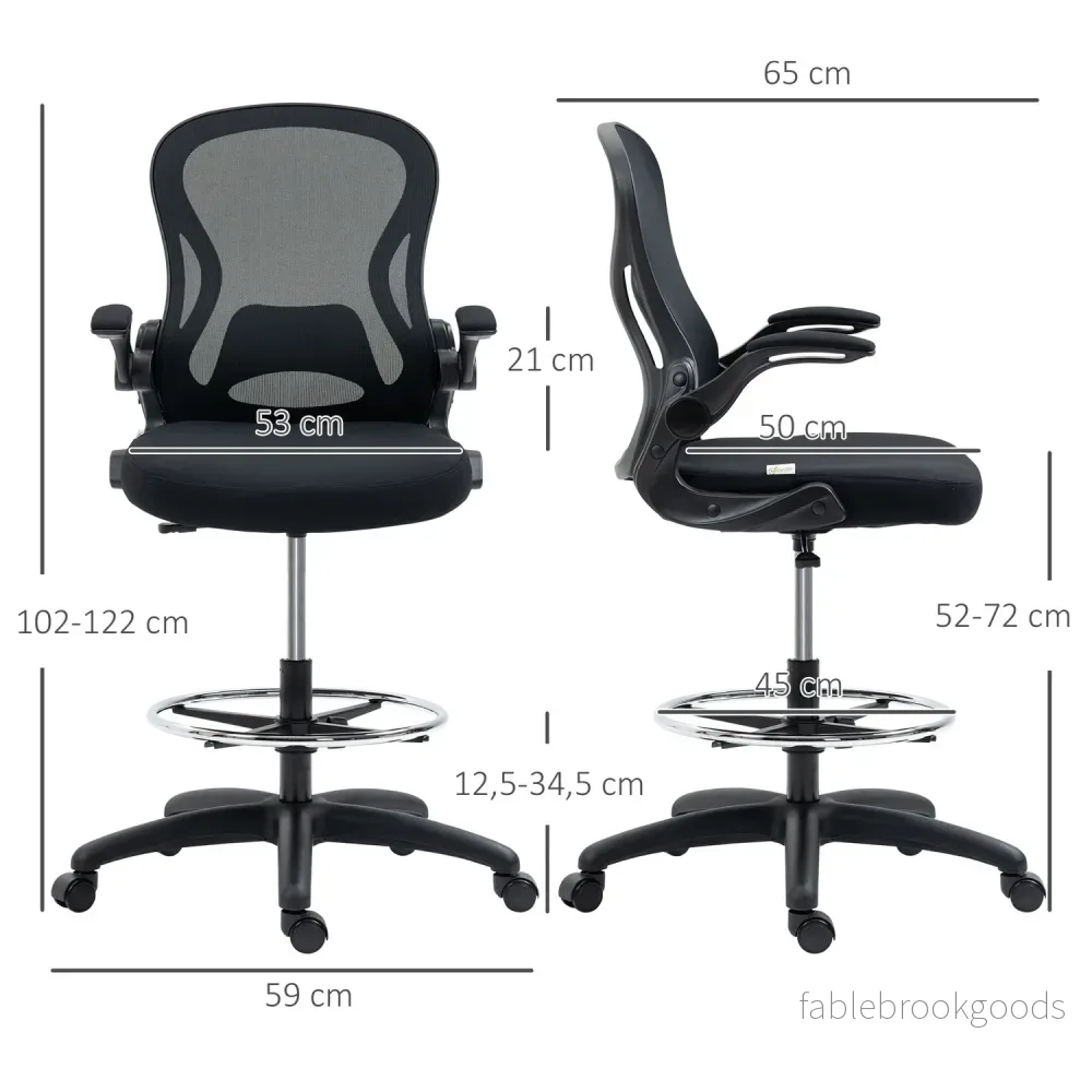 Ergonomisk kontorsstol med hjul & svankstöd, svart - Bild 3