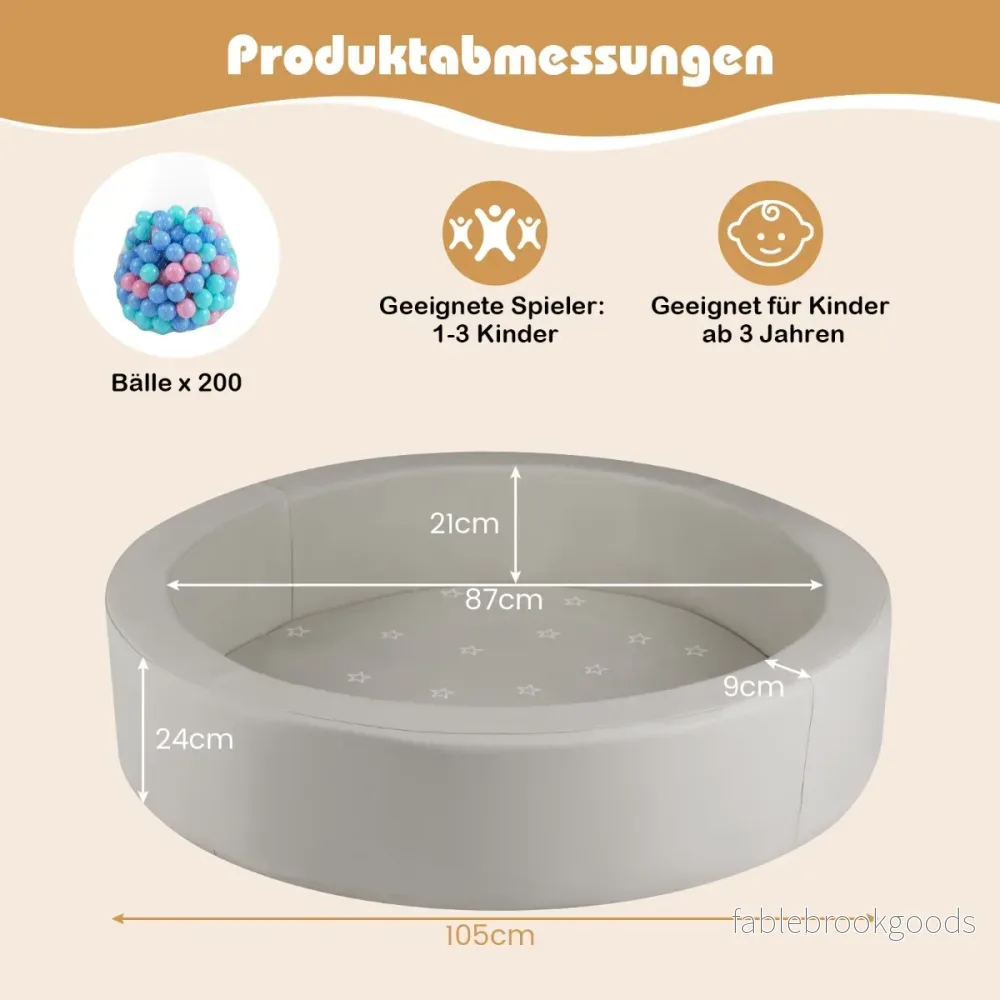 Babybollhav – med oceanbollar och tvättbart konstläderöverdrag Bollbassäng – 200 Ø 105 – Grå - Bild 2