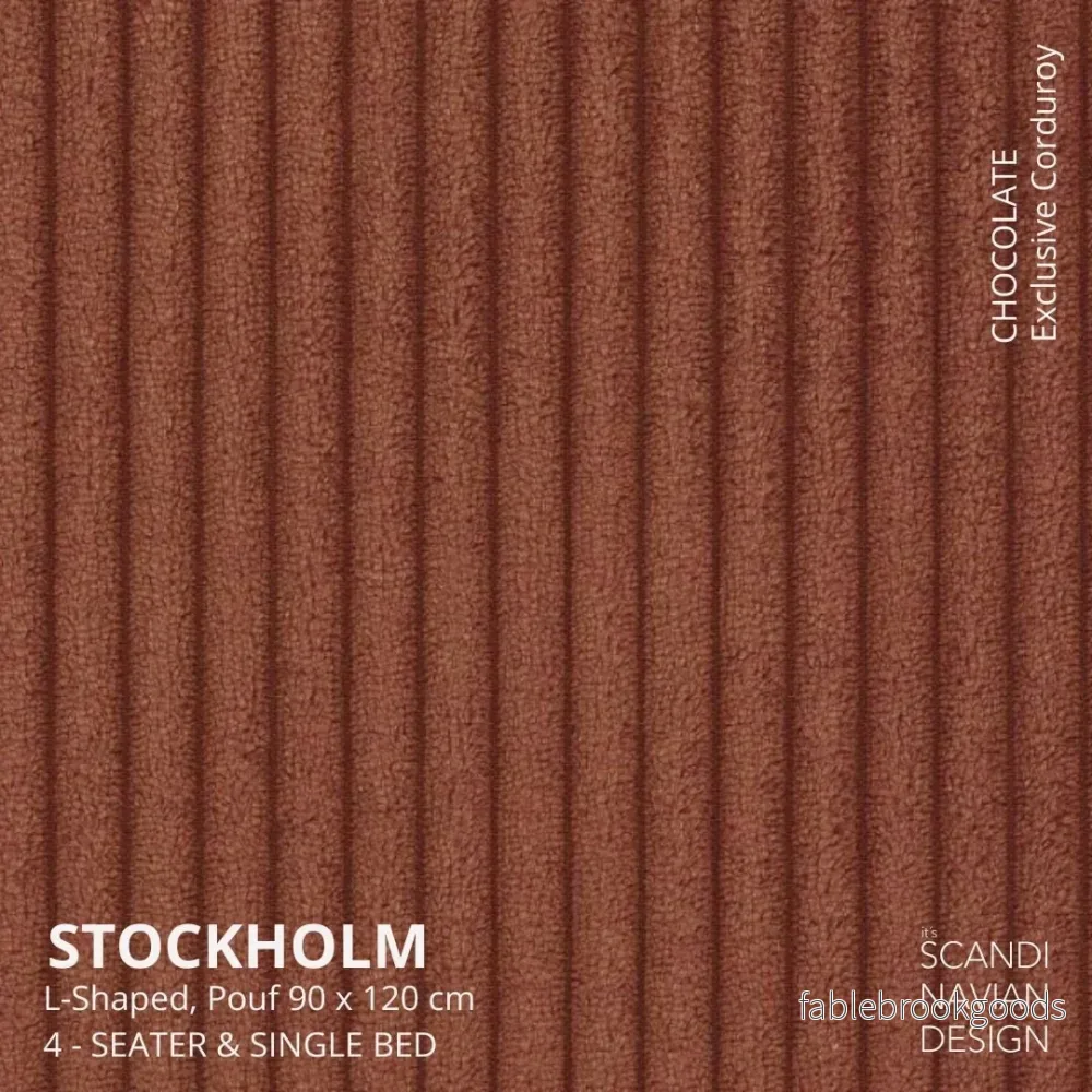 Stockholm L- Shaped sofa/single bed Corduroy Rust removable & washable cover - Bild 3