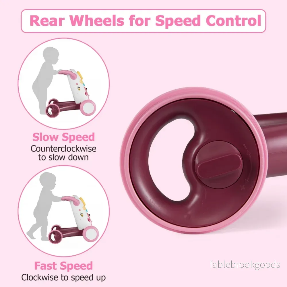 Gåstol – Baby Walker med musik och ljus gånghjälp formsorterare roterande kugghjul – Rosa - Bild 3