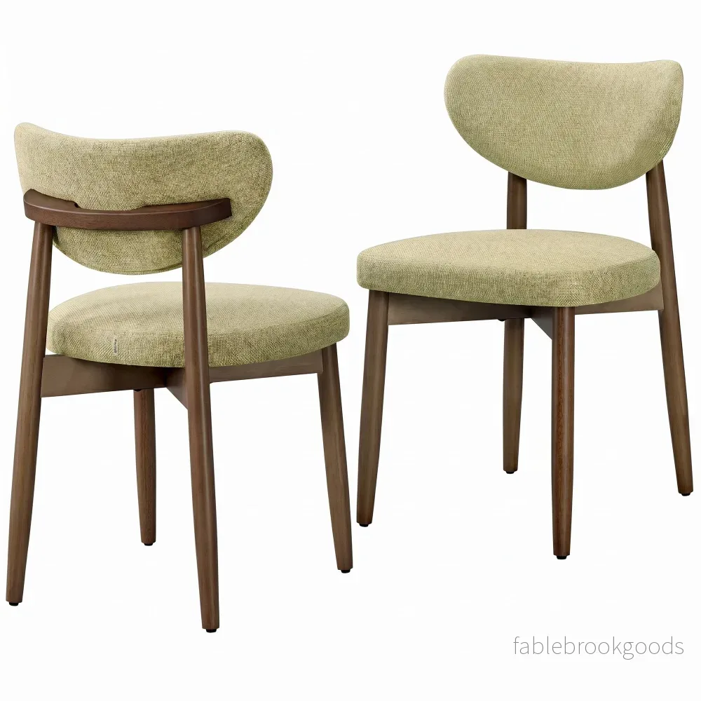 Eetkamerstoelen – Set van 2 – Ergonomische Rugleuning – Massief Hout – Groen Eetkamerstoelen – Set van 2 – Ergonomische Rugleuning – Massief Hout – Groen