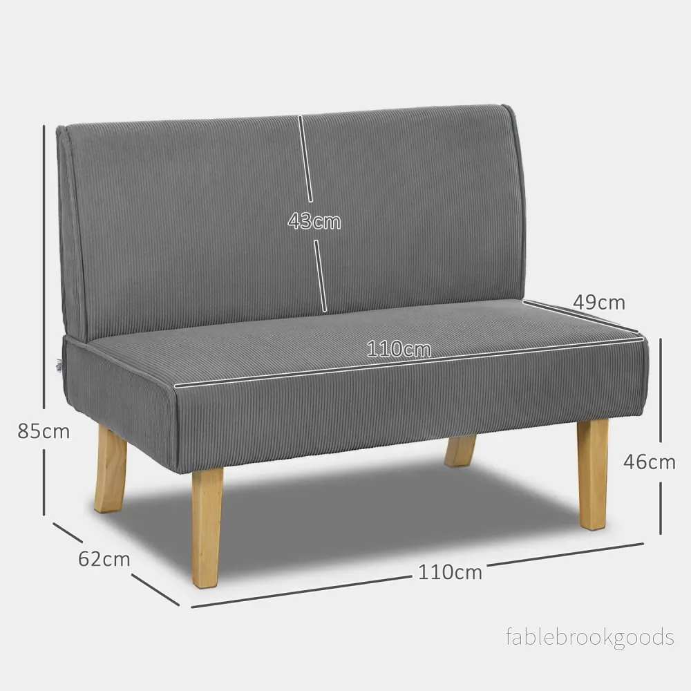 Grå 2-sits manchestersoffa, träben, vadderad klädsel - Bild 3