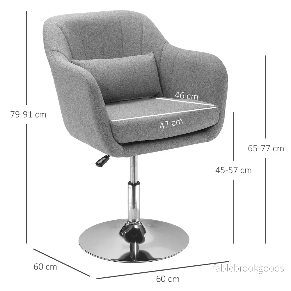 Höjdjusterbar snurrstol, linneklädd, grå - Bild 3