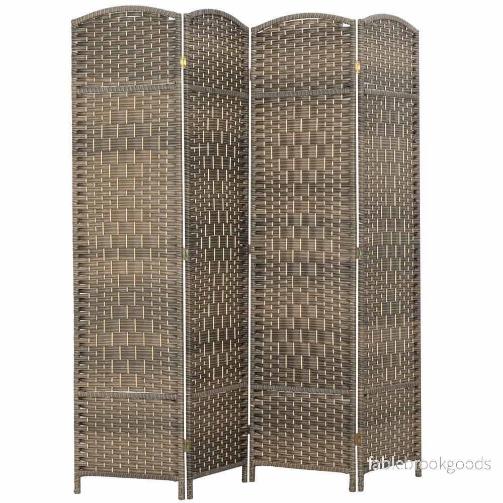 Rumsavdelare, 4-panels vikskärm, furu, svart