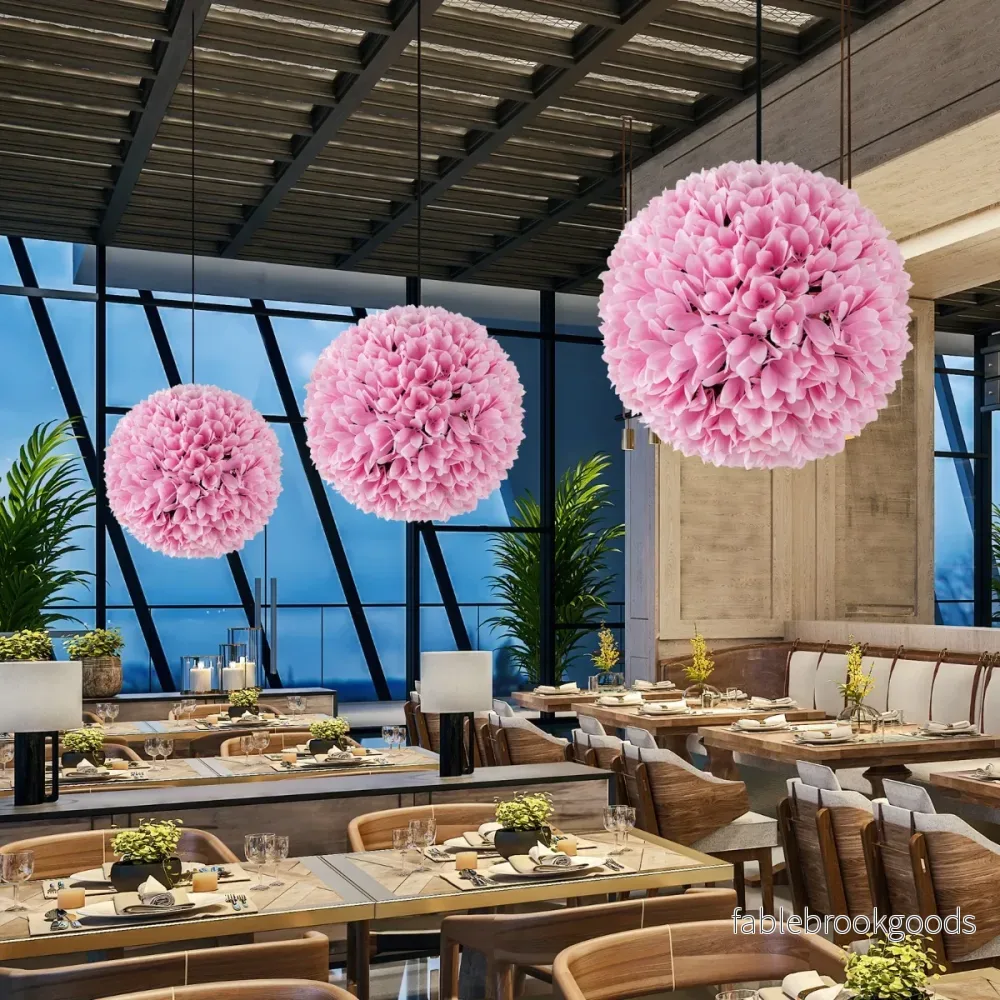 Set – med buxbomkulor UV beständiga dekorativa bollar topiary konstgjord växt – 2 Ø 28 cm – Rosa - Bild 2