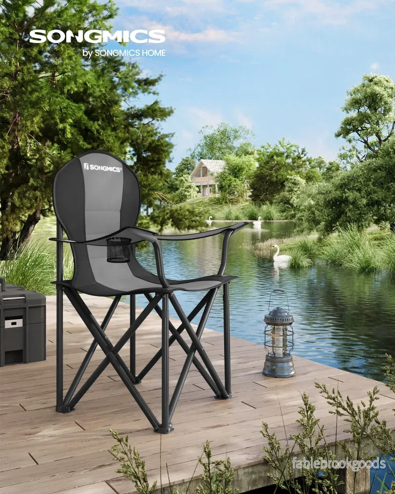 Campingstol – vadderad sits – gråsvart - Bild 2