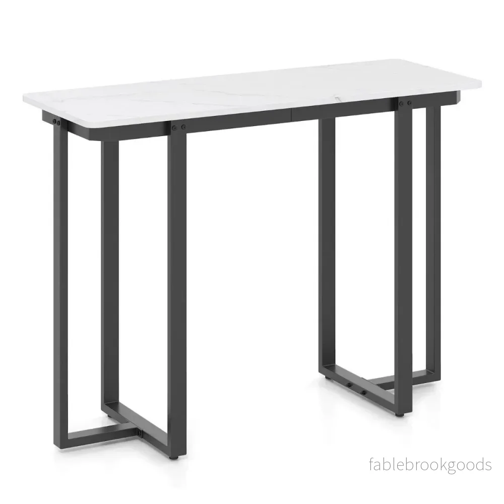 Konsolbord – smalt modernt entrébord med marmorutseende – 107 x 40 x 79,5 cm – Svart