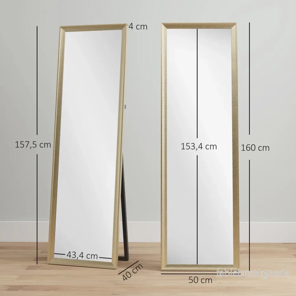 Helkroppsspegel, flexibel placering, 160x50 cm, guld - Bild 3