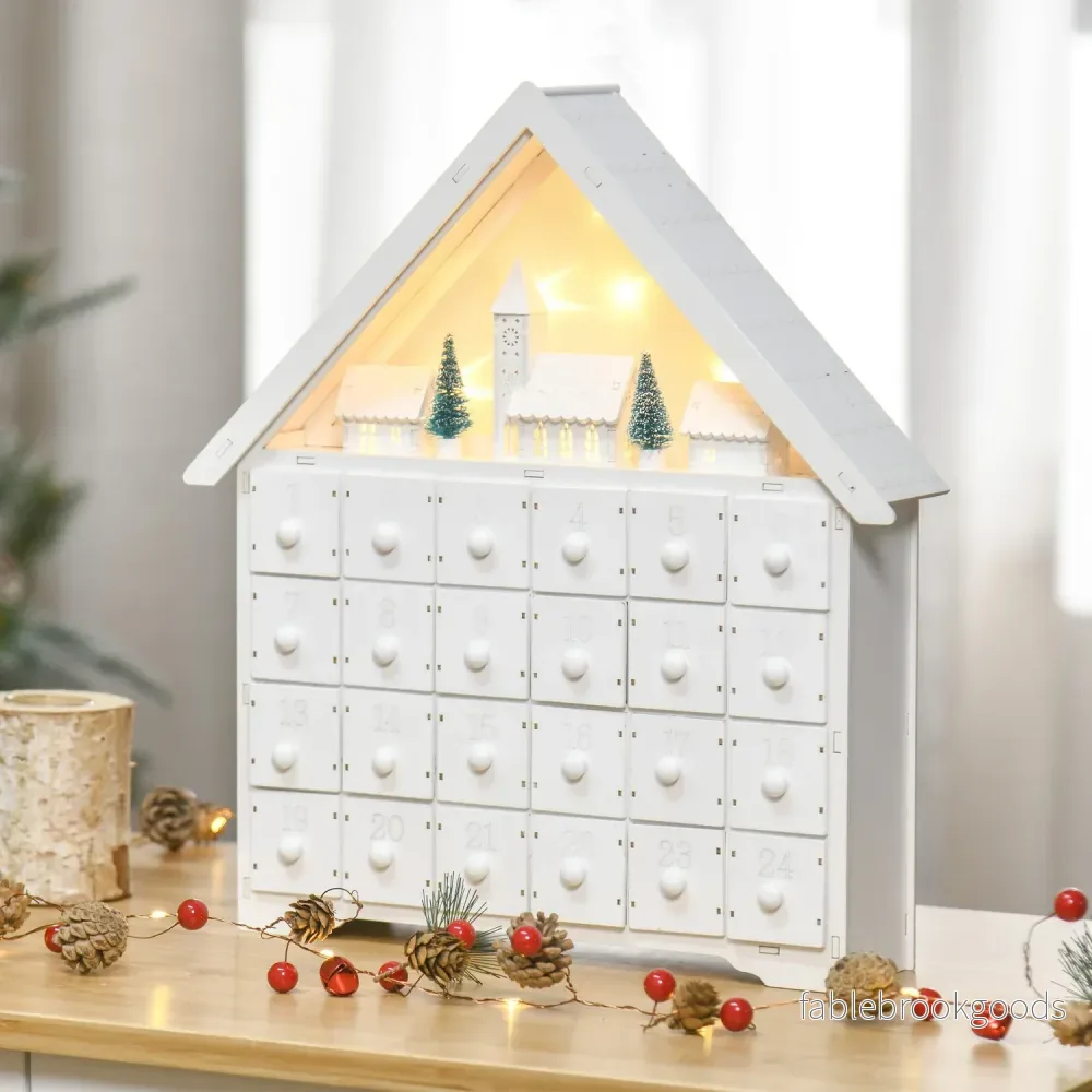 Adventskalender Med LED, 24 fyllbara fack, Vit - Bild 2