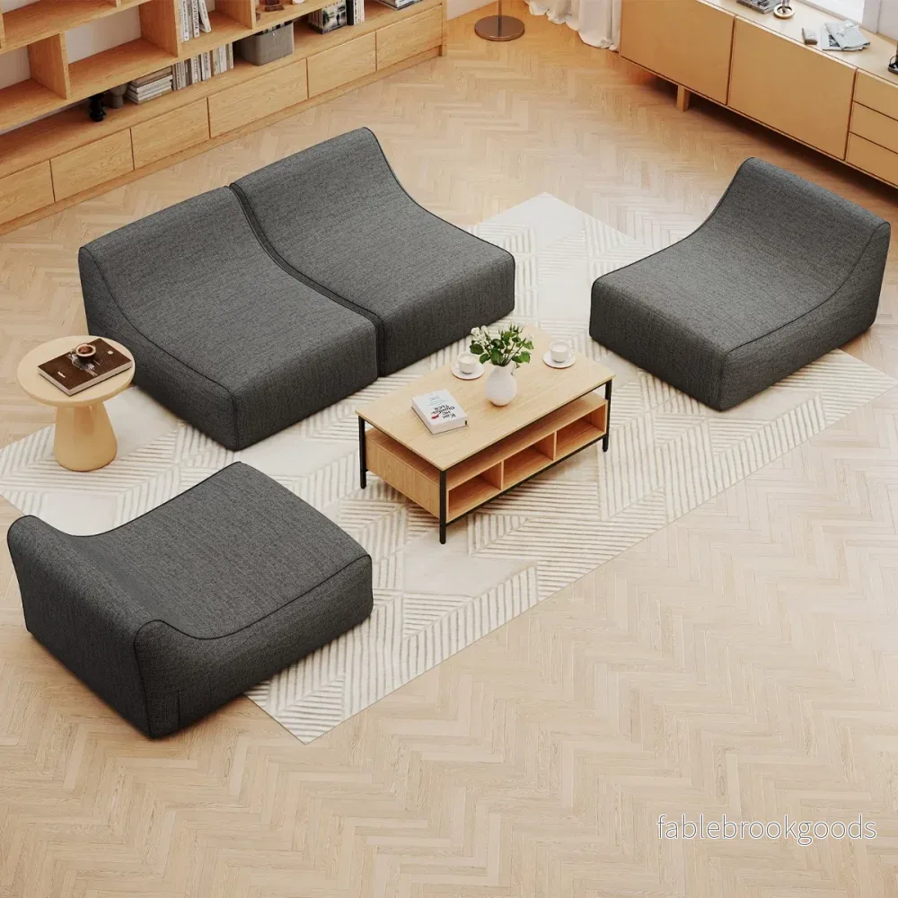 Uppblåsbar – lounge fåtölj ergonomisk lat soffa med avtagbar överdrag – Grå - Bild 3