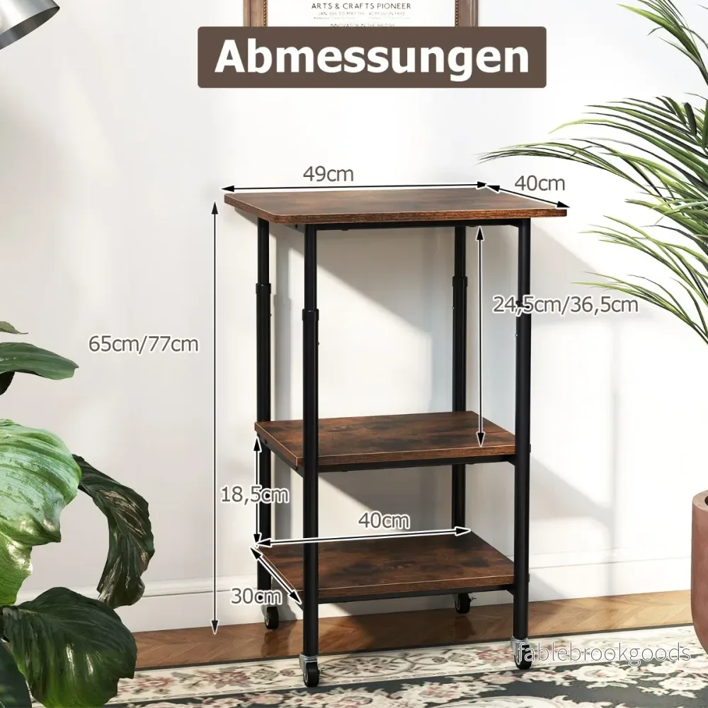 stegs – höjdjusterbart skrivarbord med hyllor och hjul – 3 – Brun - Bild 2