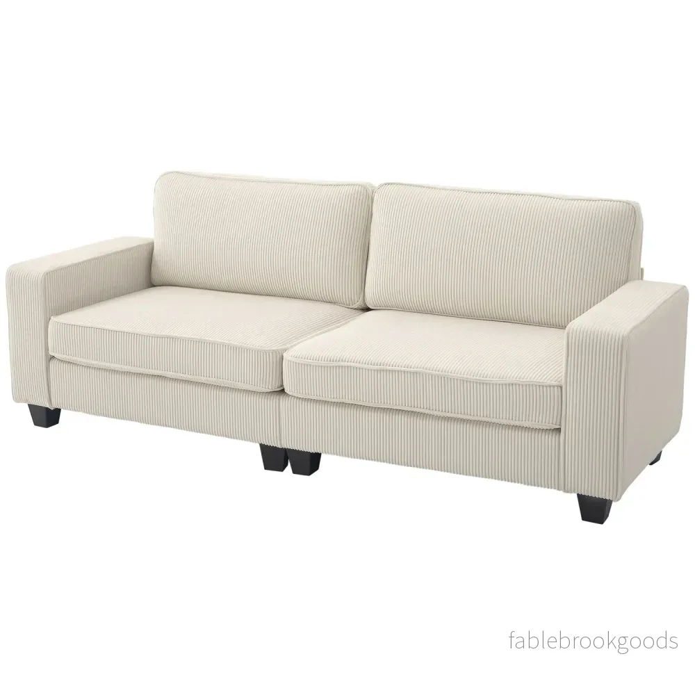 Gräddvit 3-sits soffa med armstöd & ryggkuddar