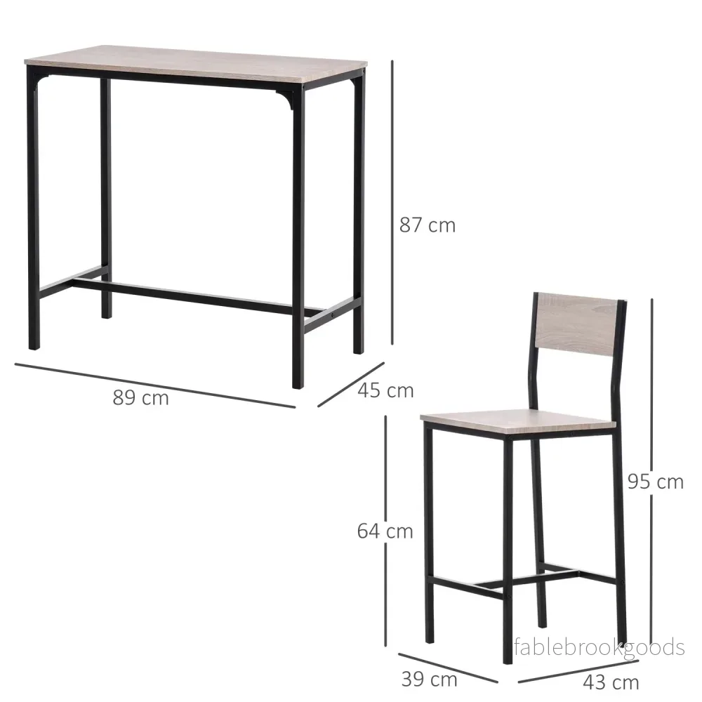 3-delad barbordsset med två stolar, naturlig MDF - Bild 3