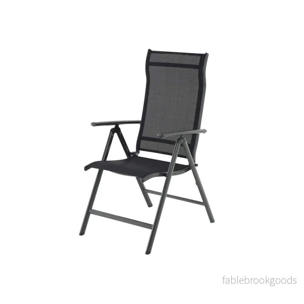 Trädgårdsstol – Justerbart ryggstöd – Aluminium – Svart - Bild 2