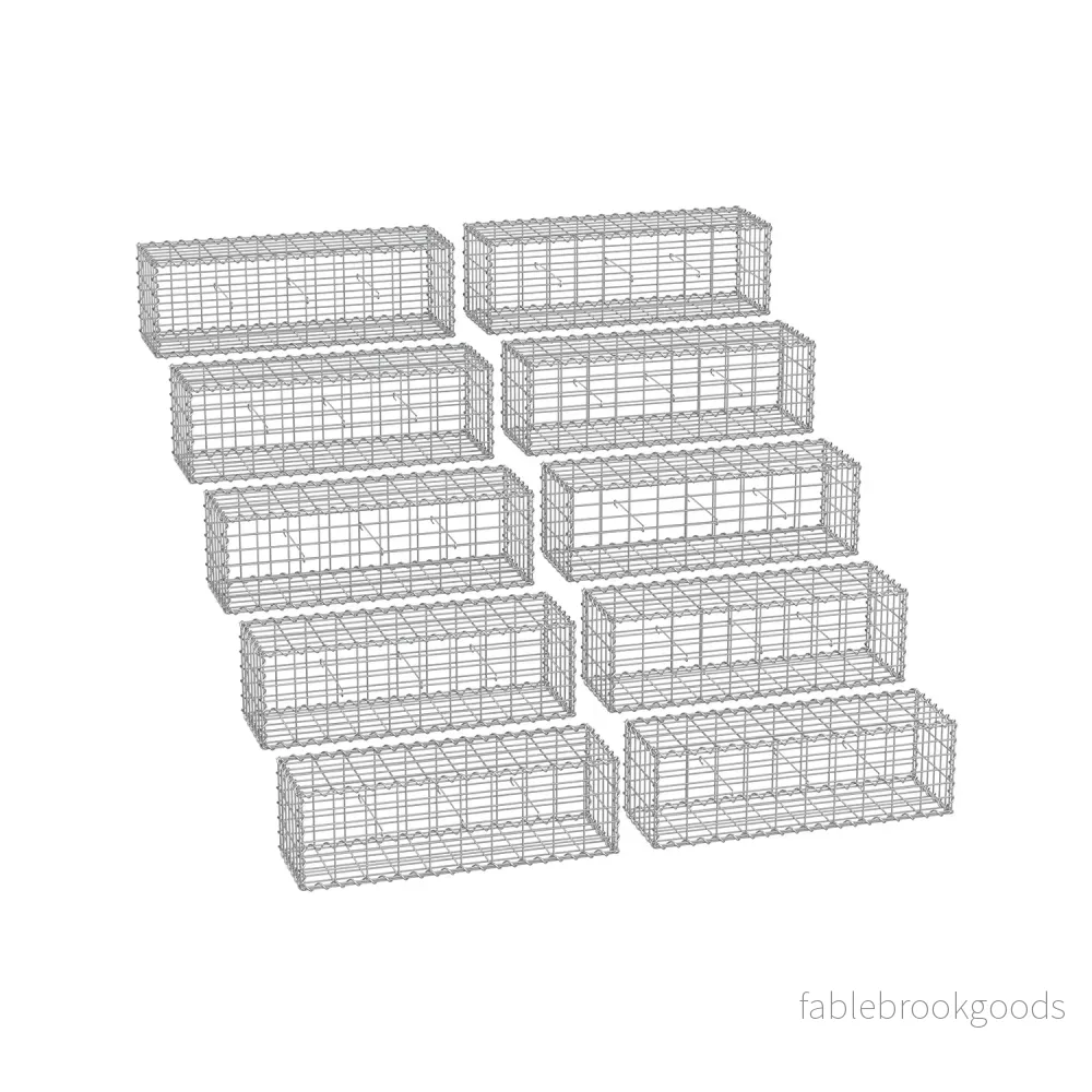 Gabions set om 10 för stenar 100 x 30 x 30 cm silver Gabions set om 10 för stenar 100 x 30 x 30 cm silver