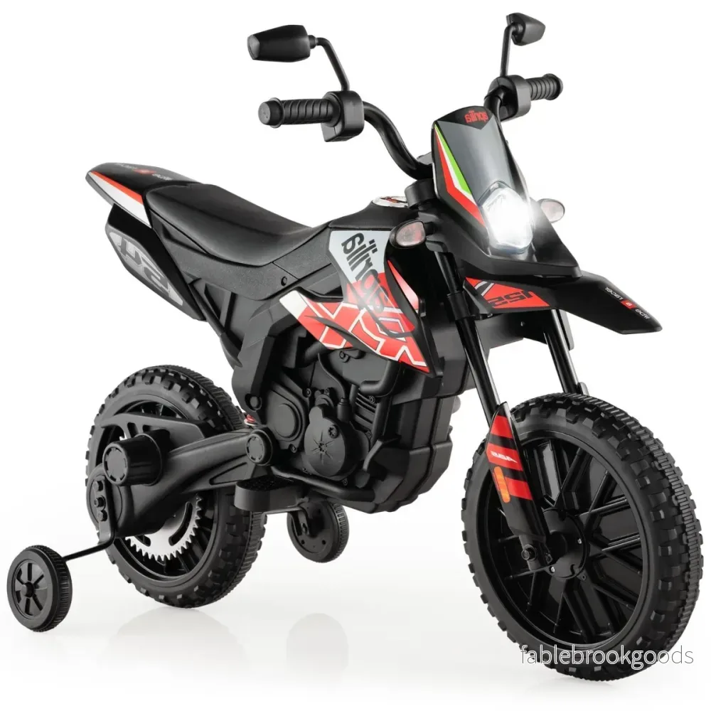 12V – barnmotorcykel med träningshjul Aprilia licensierad elmotorcykel – Röd - Bild 2