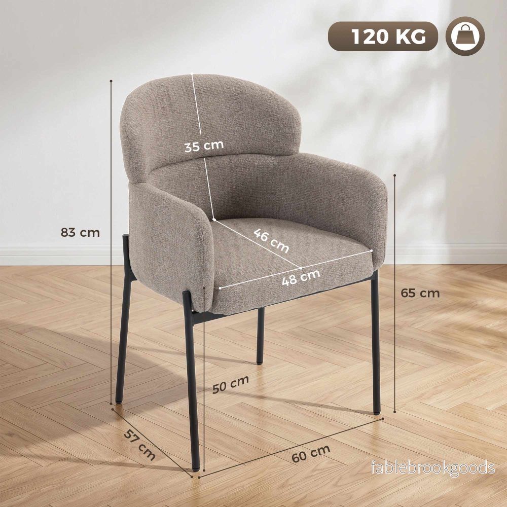 Accentloungefåtölj, armstöd, chenilleklädsel, metallben, brun - Bild 3