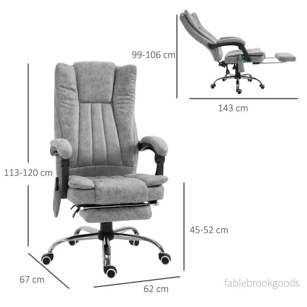 Liggande grå massagestol med värme och fotstöd - Bild 3
