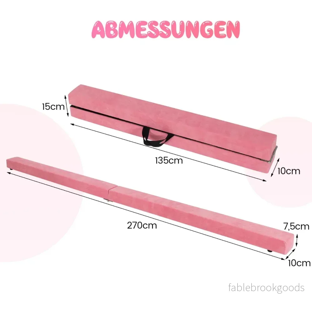 Balansbom – för barn, hopfällbar gymnastikbom med bärhandtag – 270 cm – Rosa - Bild 2