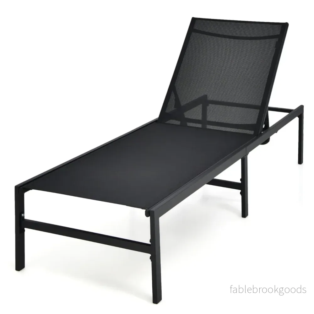 Justerbar – solstol utomhus – 64 x 198 x 67-103 cm – Svart
