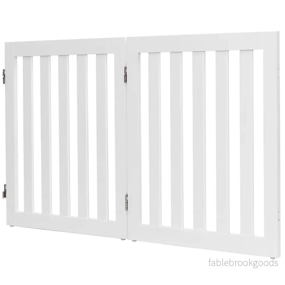 Hundspärr – Hög Skyddsport Trä Vikbar Paneler – 60 cm 2 – Vit - Bild 2