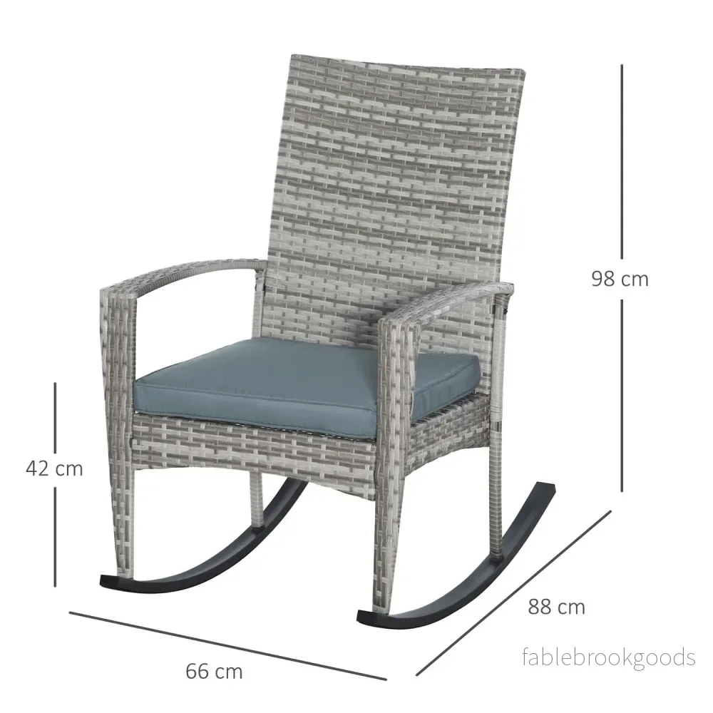 Grå polyrattan trädgårdsgungstol med kuddar - Bild 3
