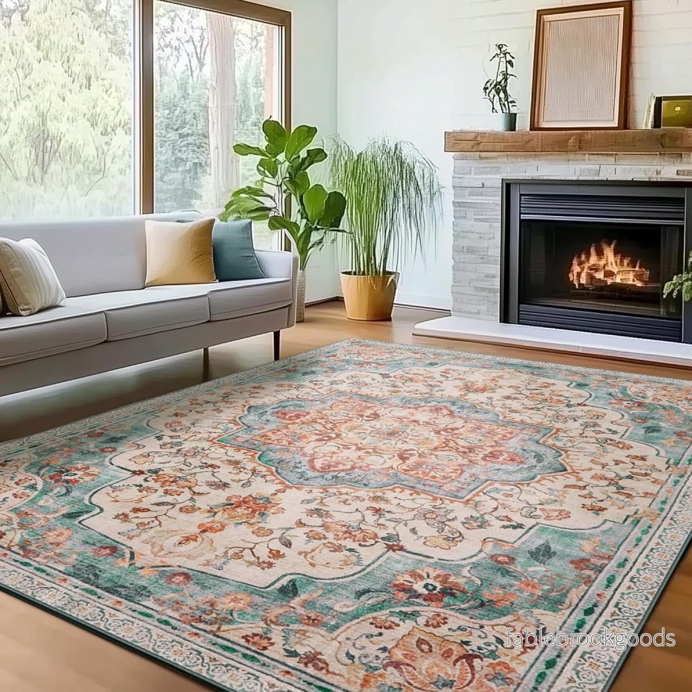 Vloerkleed – Wasbaar en Antislip – Aquamarijnblauw – 120 x 170 cm Vloerkleed – Wasbaar en Antislip – Aquamarijnblauw – 120 x 170 cm