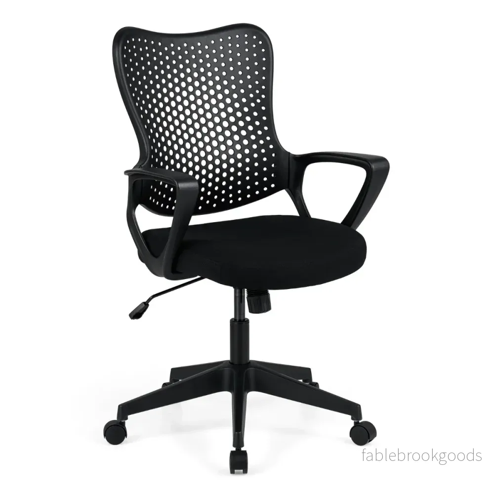 Ergonomisk – Kontorsstol Med Andningsaktivt Nät Ryggstöd Höjdjusterbar Roteringsstol – Svart