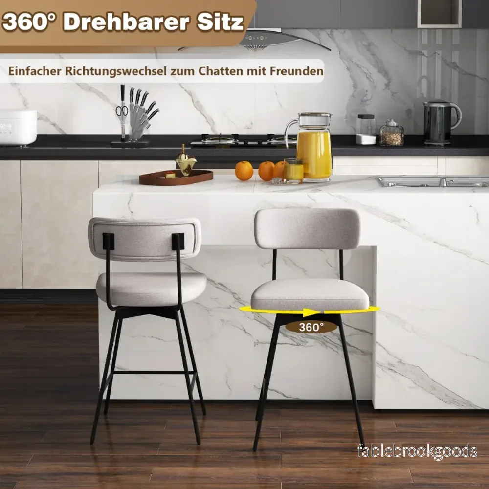 Set – med barstolar, vridbar stoppad ryggstöd och fotstöd – 2 – Beige - Bild 3