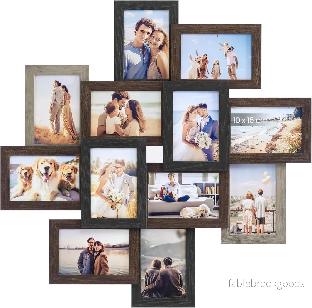 Fotolijst Collage - 12 Lijsten - 10 x 15 cm - Wanddecoratie - Roodbruin