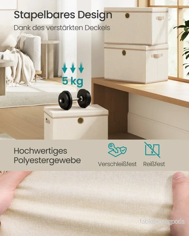 Opbergdozen - 43 x 30 x 30 cm - set van 3 - cappuccinobeige - maximale belasting 5 kg per doos - Bild 3