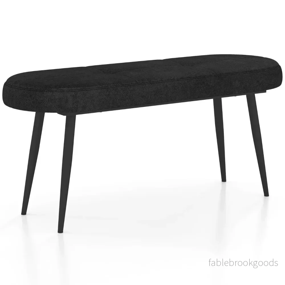 Bänk – med kudde och metallben Stoppad ottomansk upp till Lastkapacitet – 300 kg 113 cm – Svart