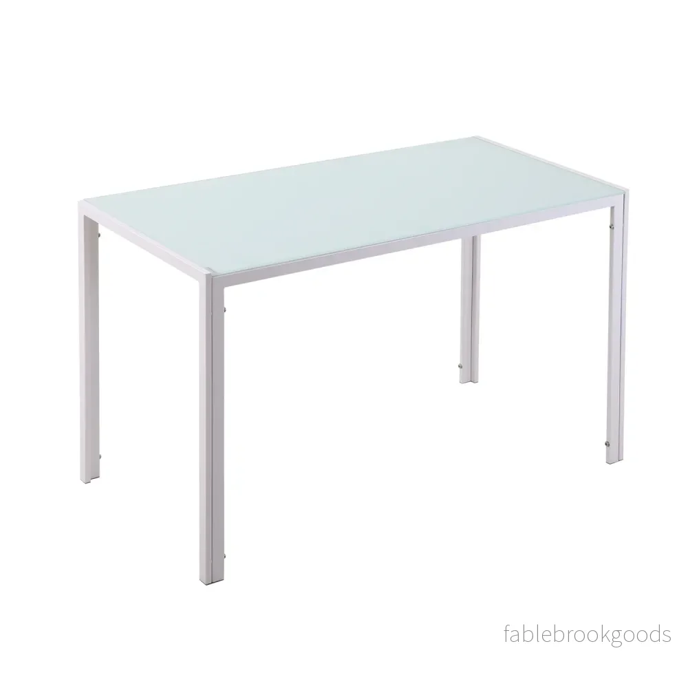 Matbord för 4, skiva i härdat glas, ben i metall