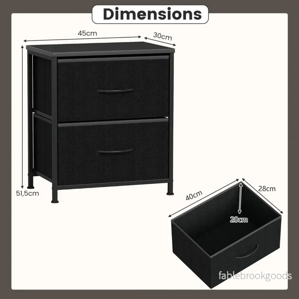pack – nattduksbord, sidobord med tyglådor och metallram, modernt – 2 2 . – Svart - Bild 2