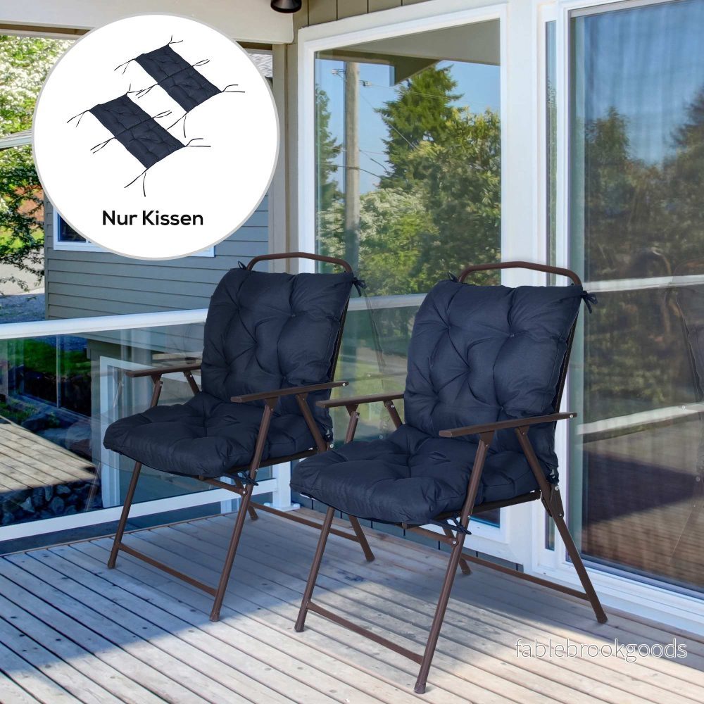 Set med dynor till utomhusstolar, 98x50 cm, mörkblå, 8 cm tjock - Bild 2