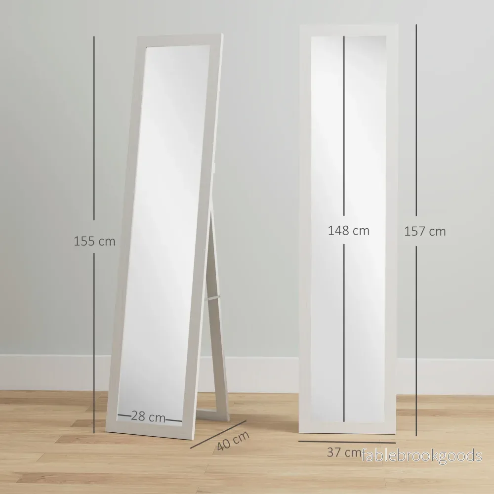 Helkroppsspegel med ram, antik träfinish, 157 cm - Bild 3