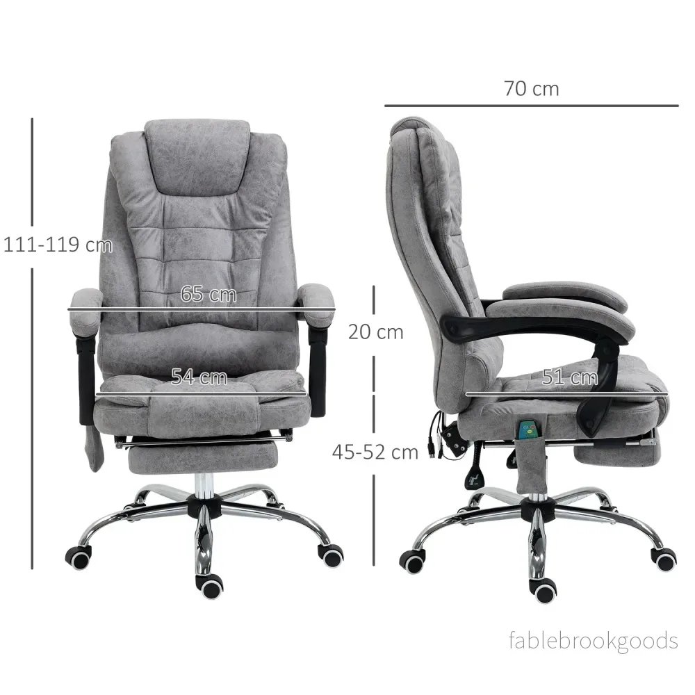 Ergonomisk kontorsstol med massage, lutning & värme, grå - Bild 3