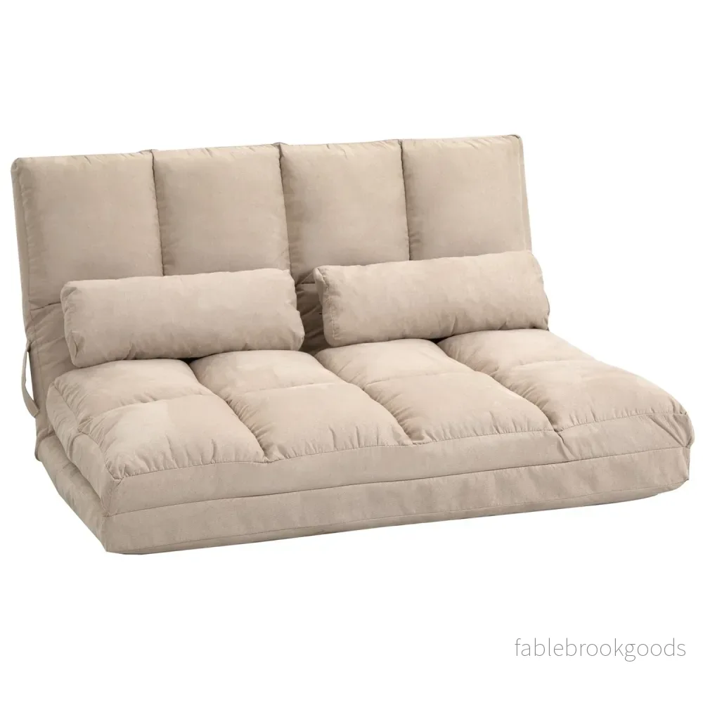 Justerbar Beige Velvet Floor Stolsäng med ryggstöd