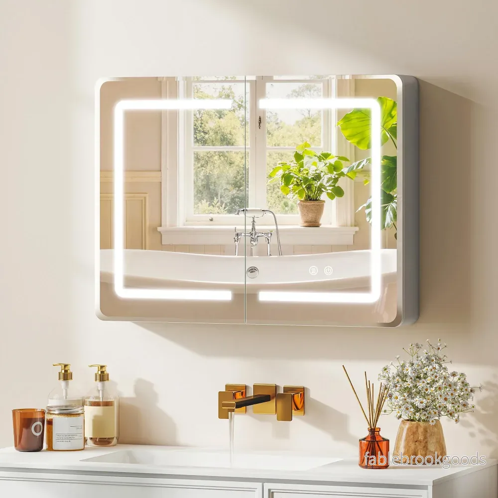 Spegelskåp för badrum med LED, imfri, 80 x 60 cm - Bild 2