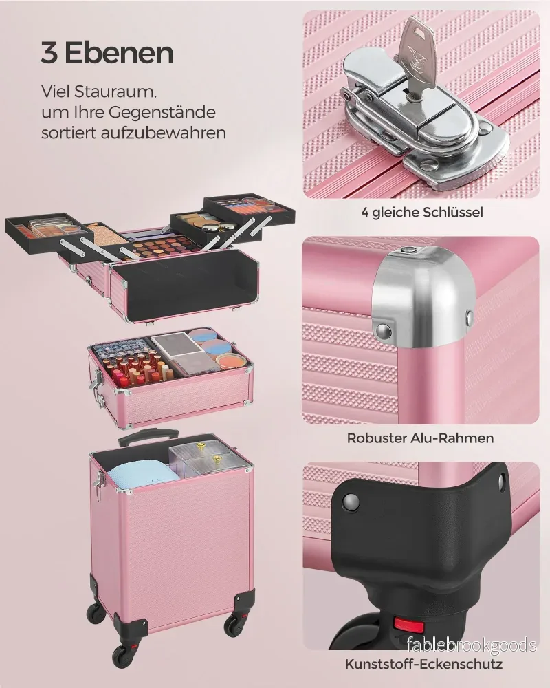 Kosmetisk stam-3-i-1 makeup case-pastel rosa - Bild 3