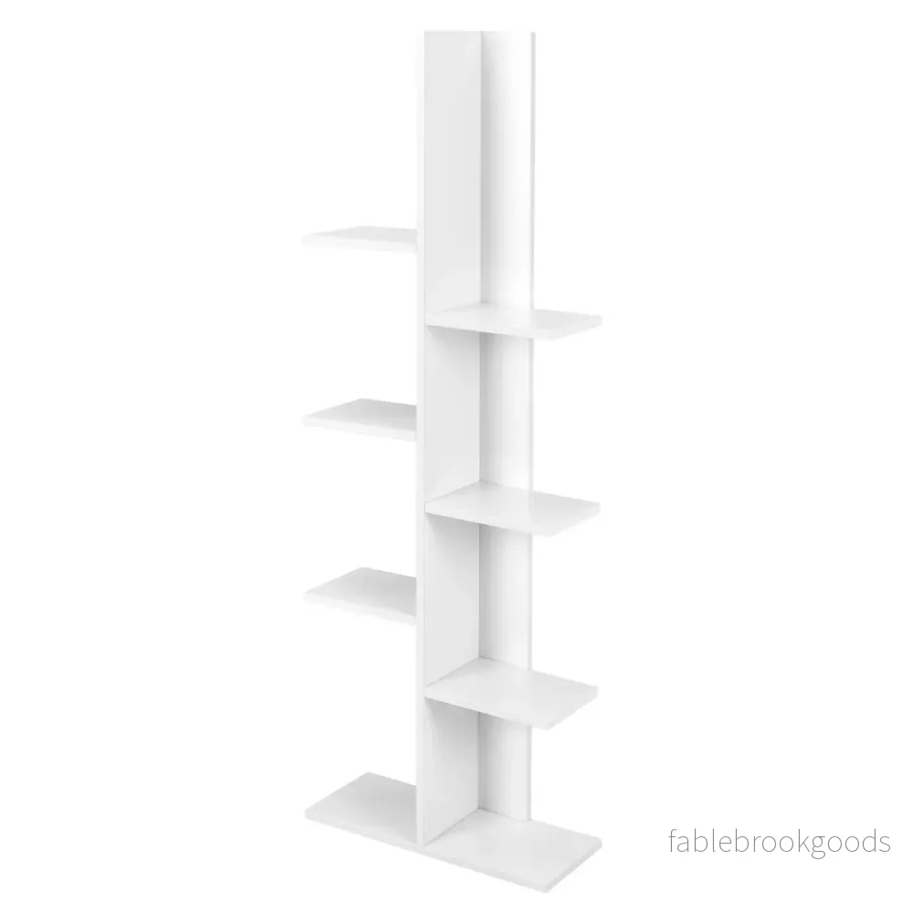 Trädformad – bokhylla med hyllor Fristående Kontorshylla – 8 50 x 20 x 141 cm – Vit