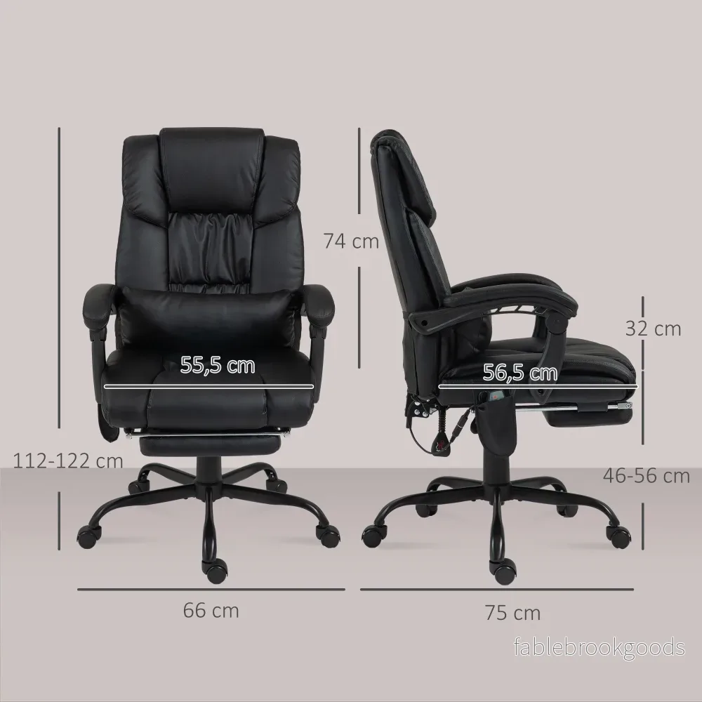 Ergonomisk kontorsstol med massage, fotstöd, svart - Bild 3