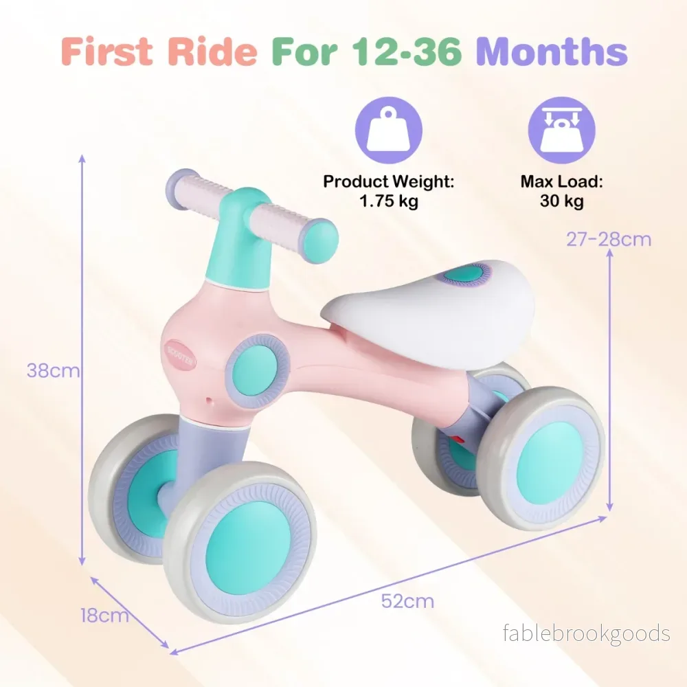 Barncykel – utan pedal med justerbart mjukt säte och ljudlösa hjul – 4 – Rosa - Bild 2