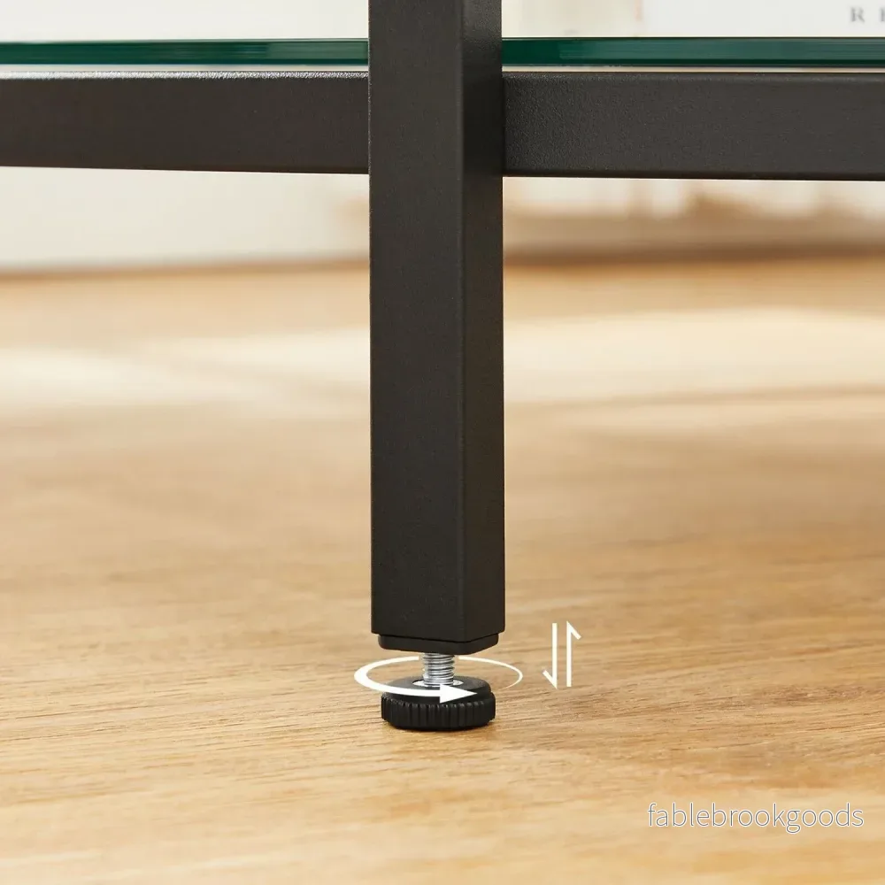 Soffbord – 2 hyllor – Vit marmorlook med svart ram - Bild 2
