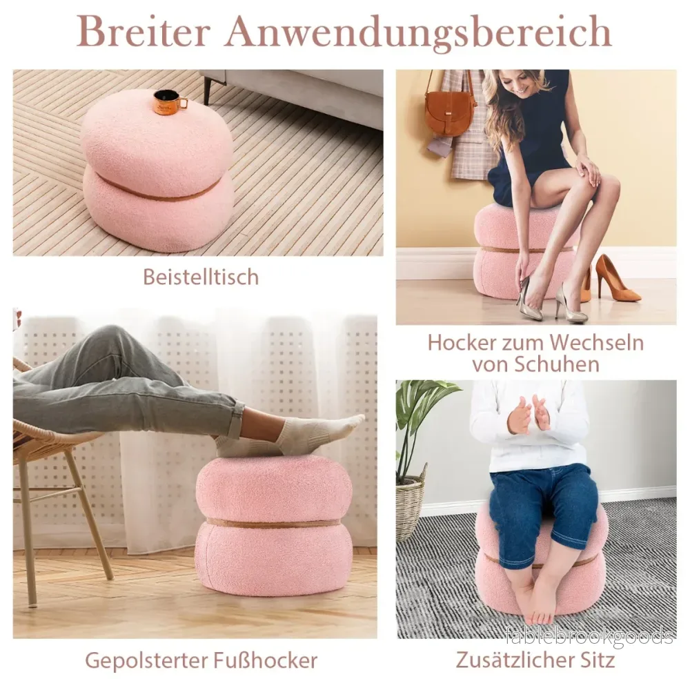 Oval – pall med halkfria fotkuddar Vadderade gjord av sherpa – 44 x 35 x 35 cm – Rosa - Bild 2