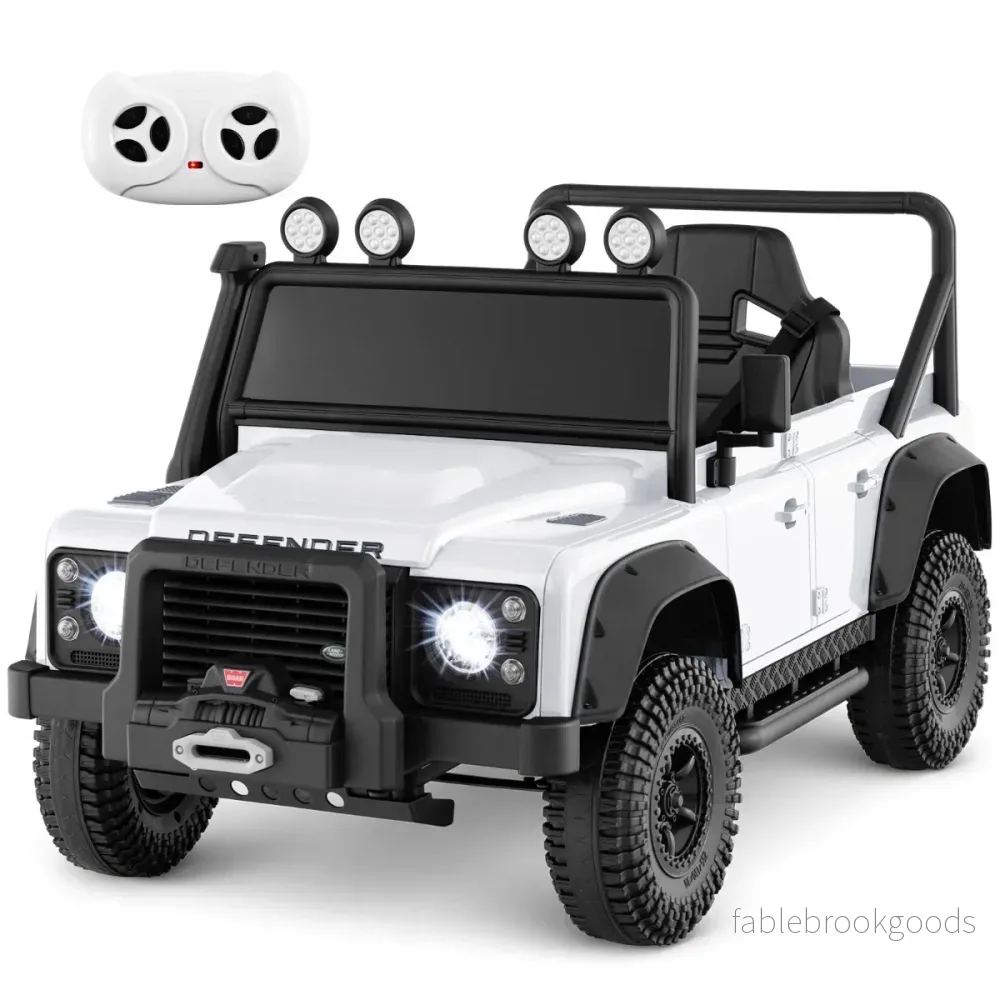Land – Rover Defender elbil med fjärrkontroll för föräldrar – Vit