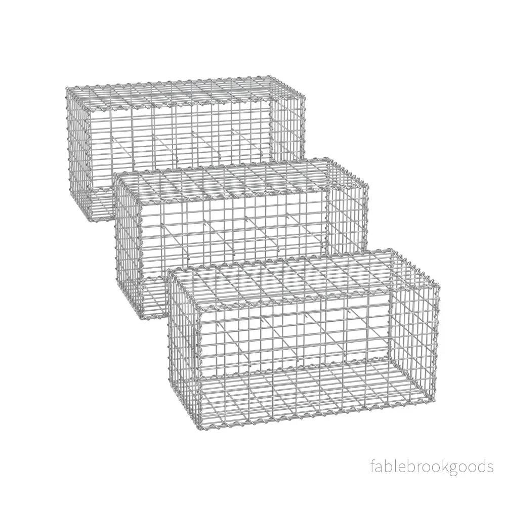 Trådkorg – maskstorlek 5 x 10 cm – set om 3 – silver