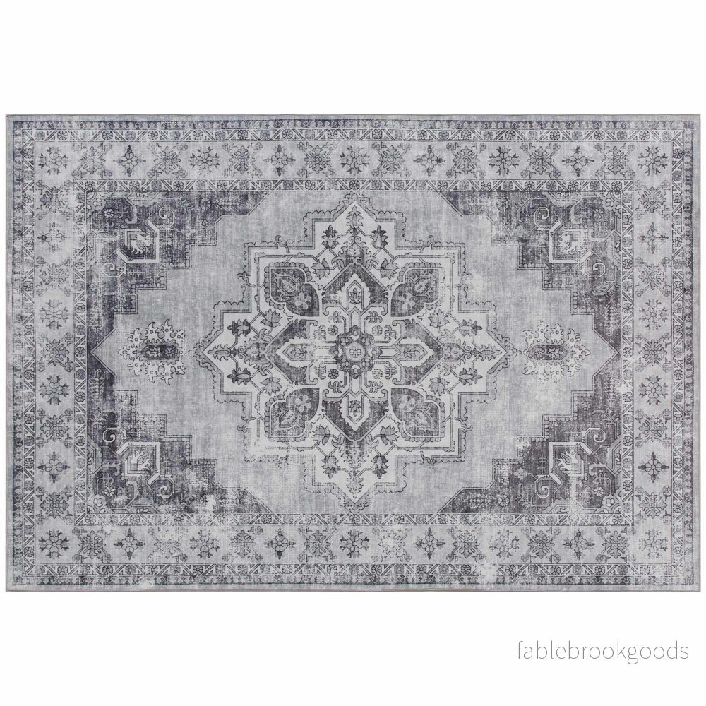 Tvättbar halkfri flanellmatta, 230x160cm, grå