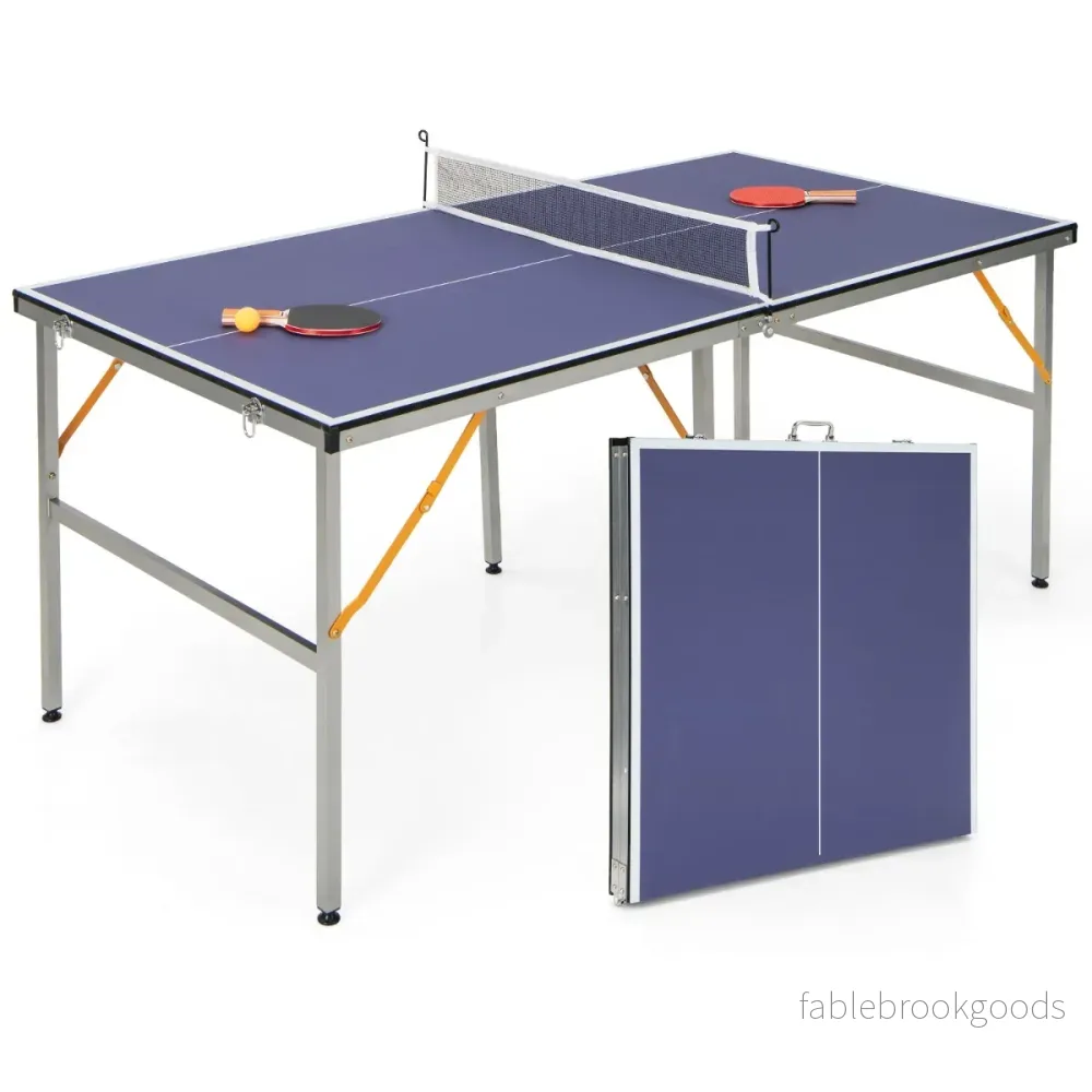 Bärbart – bordtennisbordset med nät och fladdermöss bollar Minibordtennisbord – 2 3 – Blå