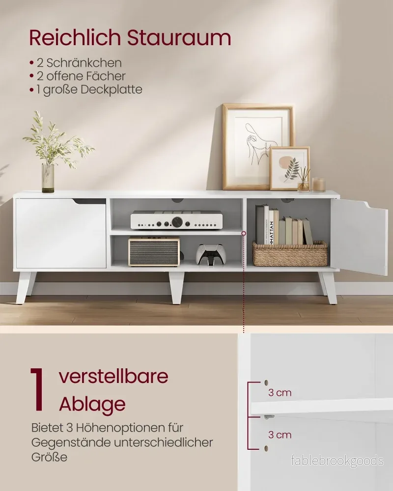 Tv-meubel - Voor Televisies tot 65 Inch - Wolkwit - 147 x 39 x 50,1 cm - Bild 3
